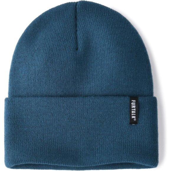 🆕 Women Blue Knit Beanie Hat Acrylic Winter Soft Wearing Warm Ski Unisex Cuffed - Picture 1 of 6
